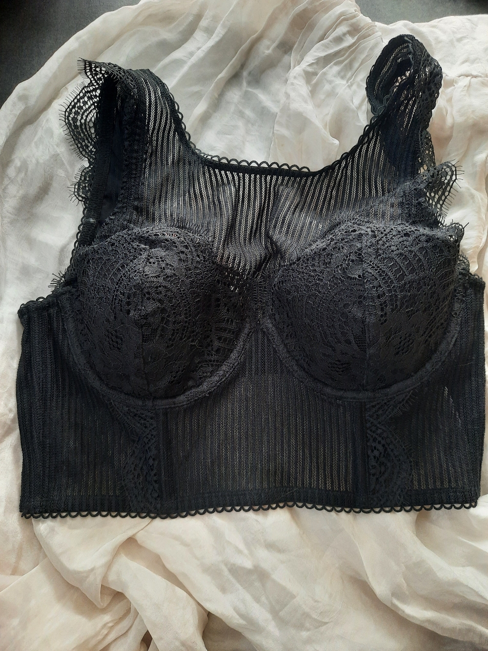 $NWT$👑Victoria's Secret Whimsigoth Ebony Eyelask Lace Longline Bra